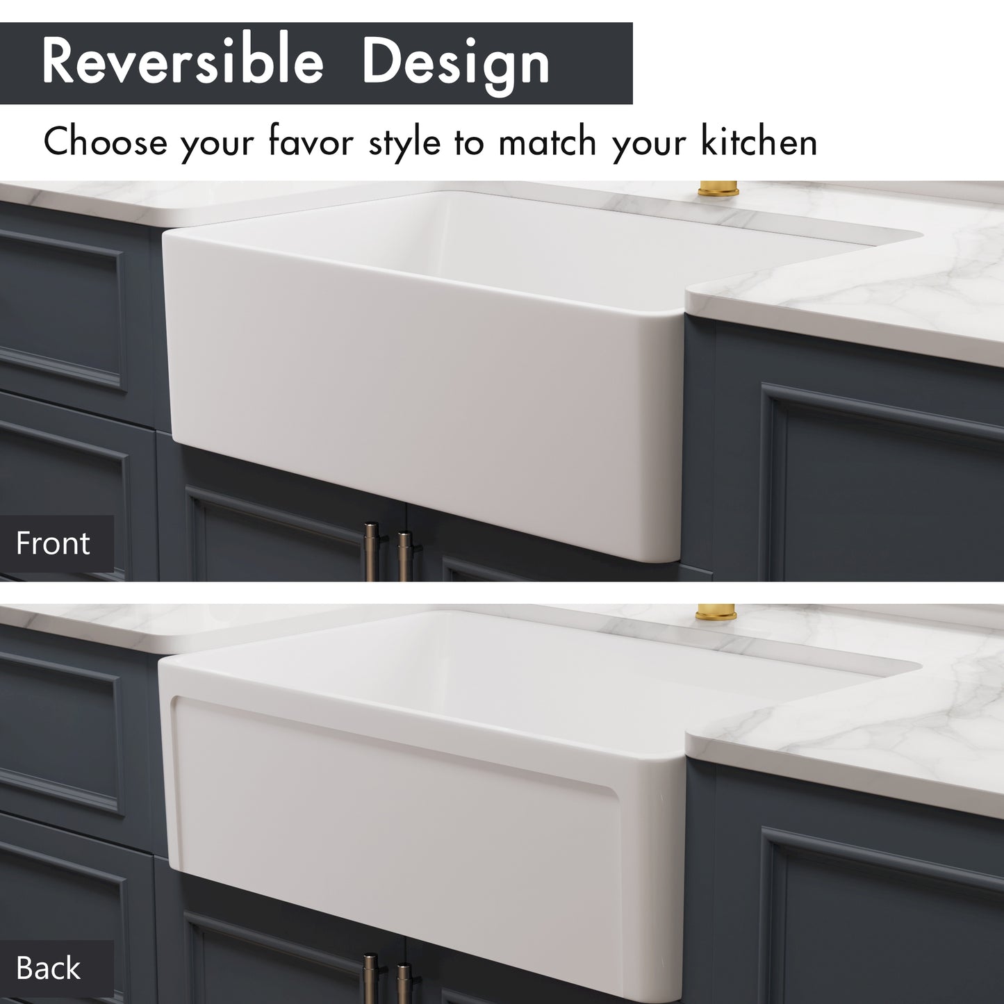 30“ x 20” x 10" White Ceramic Farmhouse Kitchen Sink |ALWEN