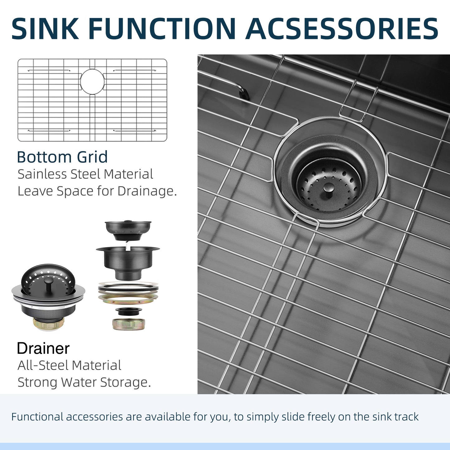 Gunmetal Black Stainless Steel 32 in. 18G Single Bowl Dual Mount Workstation Kitchen Sink with Black Spring Neck Faucet