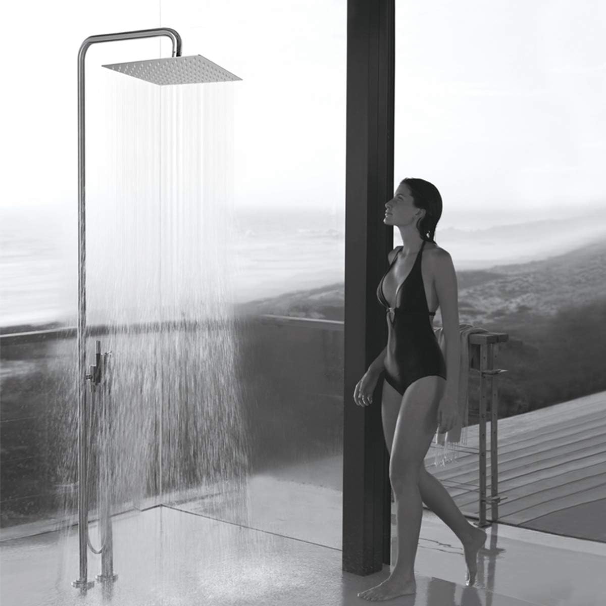 12 Inch Ultra Thin 304 Stainless Steel Brushed Nickel Rain Shower Head