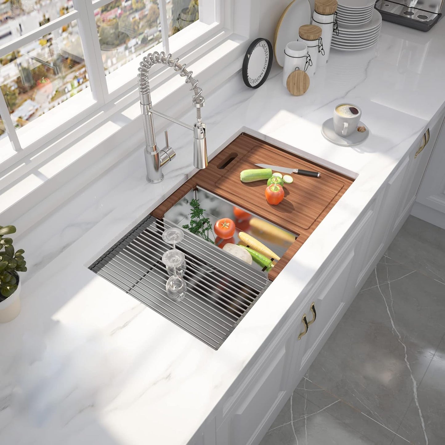 32" x 18" Undermount Kitchen Sink, R10 Tight Radius 18 Gauge Workstation Undermount Stainless Steel Single Bowl Kitchen Sinks And Accessories