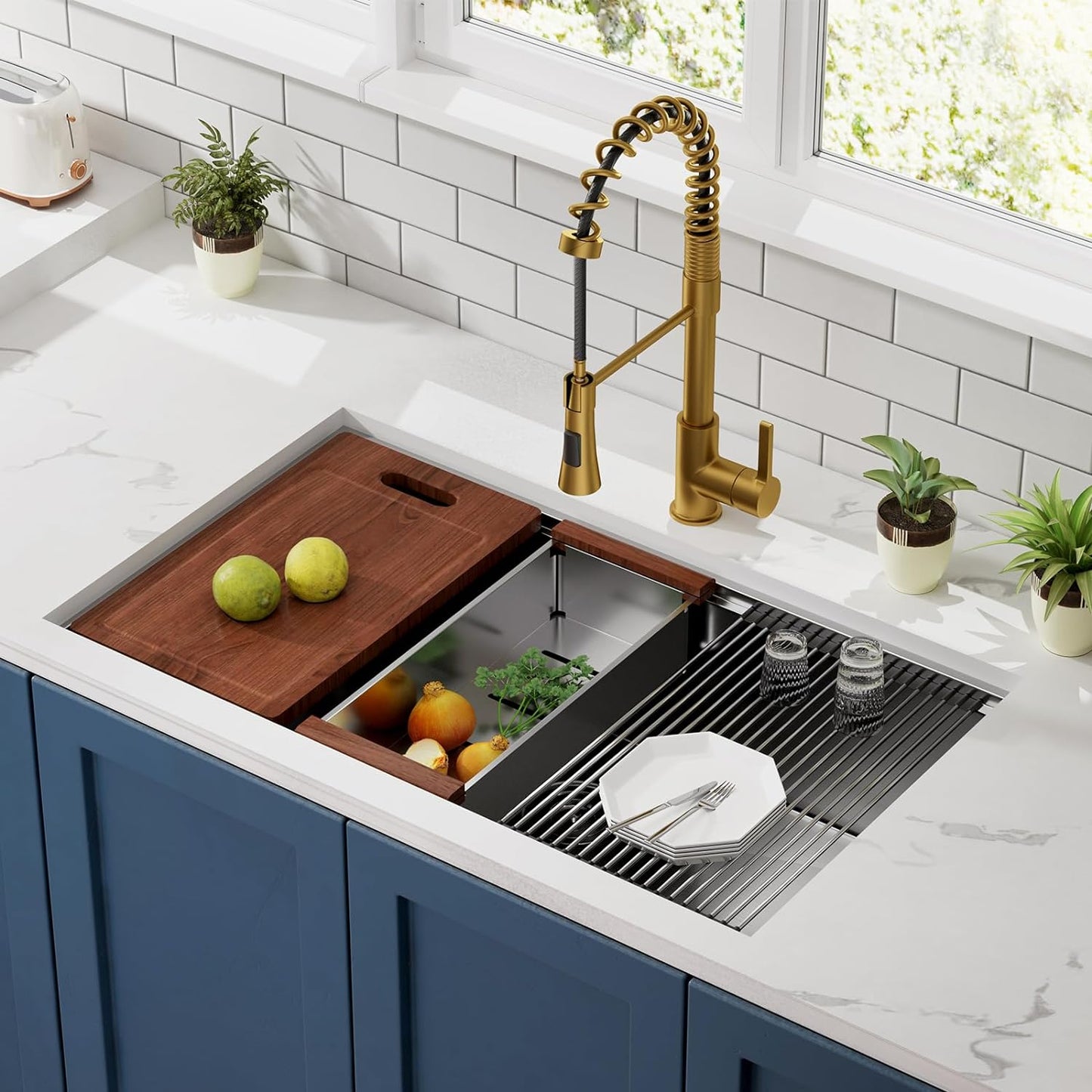 33"x19" Inch Undermount Kitchen Sink, 18 Gauge Single Bowl Stainless Steel Kitchen Sink