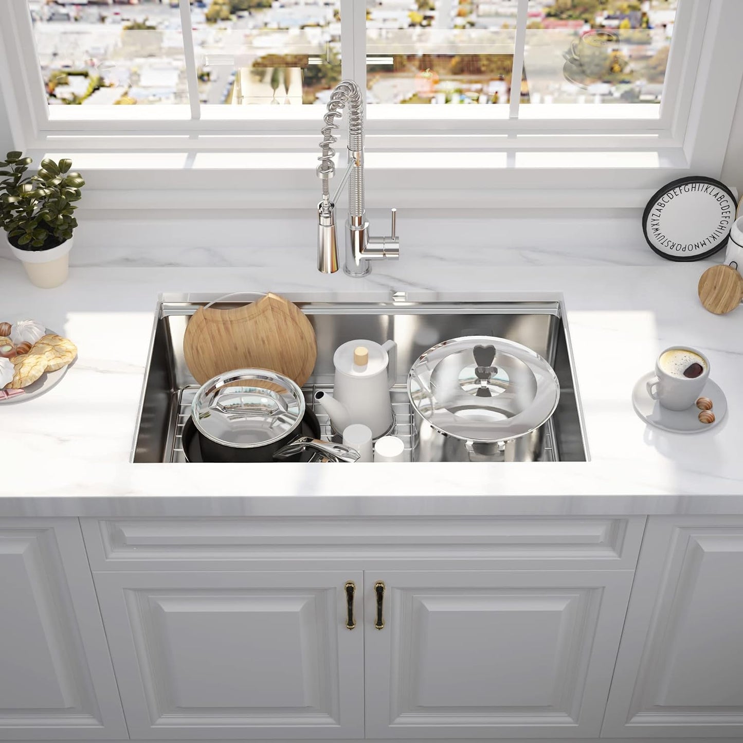 32" x 18" Undermount Kitchen Sink, R10 Tight Radius 18 Gauge Workstation Undermount Stainless Steel Single Bowl Kitchen Sinks And Accessories