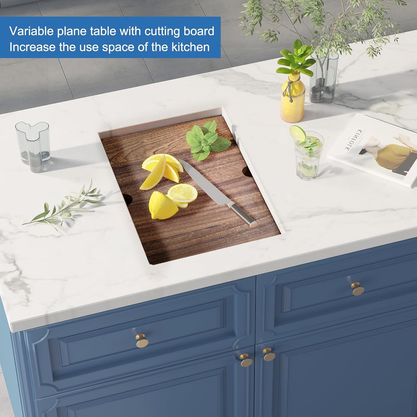 15 Inch Black Hidden Concealed Kitchen Bar Sink with Folding Faucet