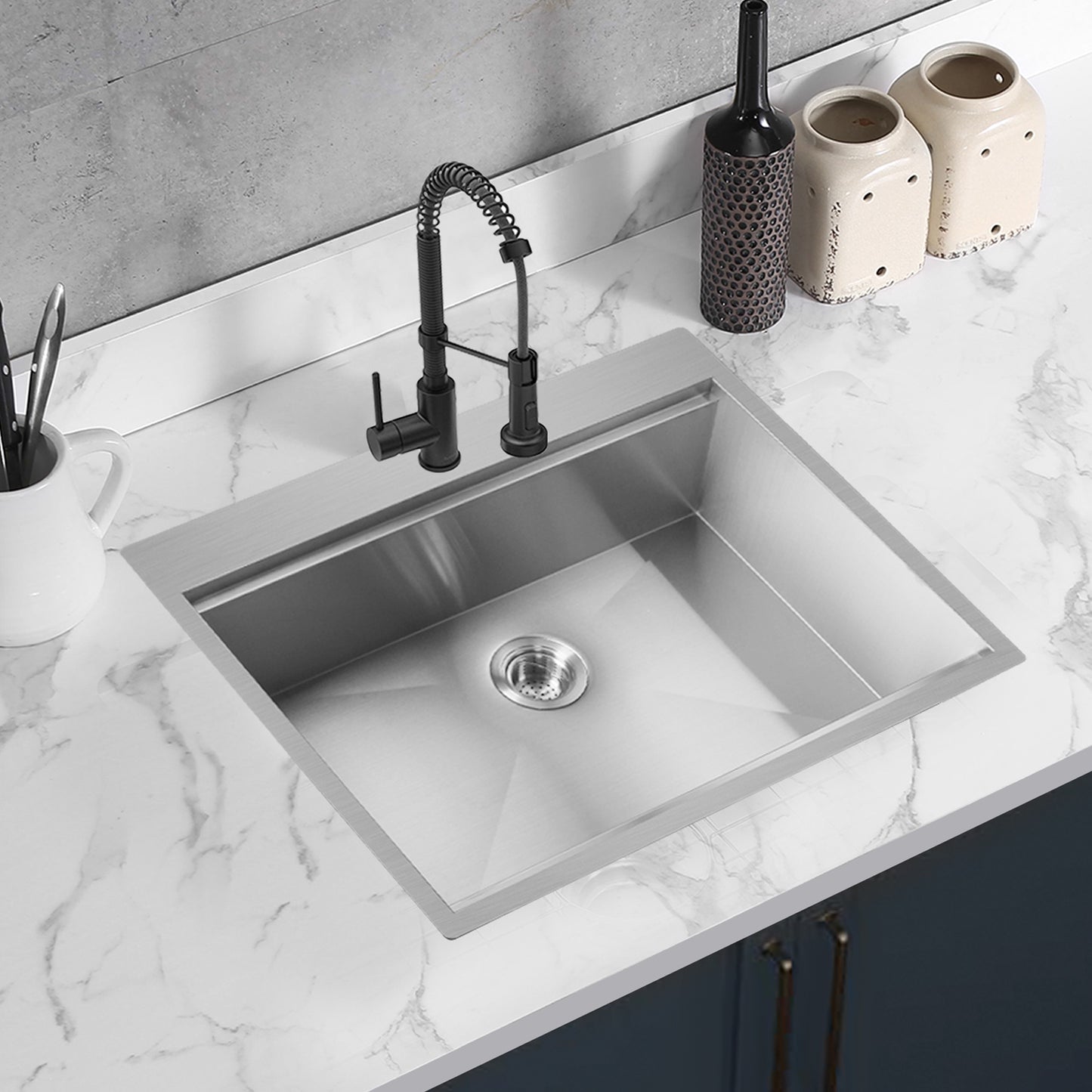28" x 22" Single Bowl Stainless Steel Drop In Kitchen Sink (18 Gauge) |ALWEN