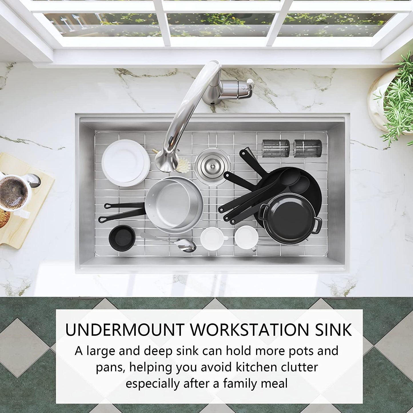32" x 19" Undermount Kitchen Sink,Single Bowl Stainless Steel Kitchen Sink 18 Gauge,Workstation R0 Radius Handmade All in One Kitchen Sink with Ledge |ALWEN