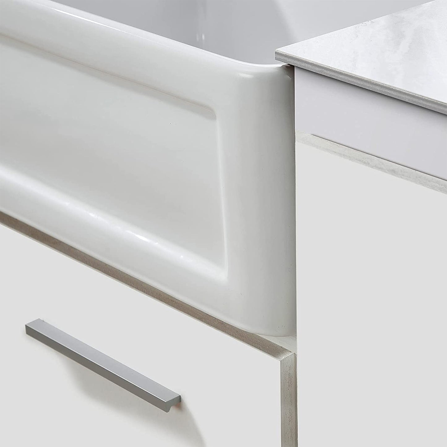 24 X18 inch Ceramic Kitchen Sink, White Reversible Sink, Single Bowl Kitchen Sink with Bottom Grid and Basket Strainer