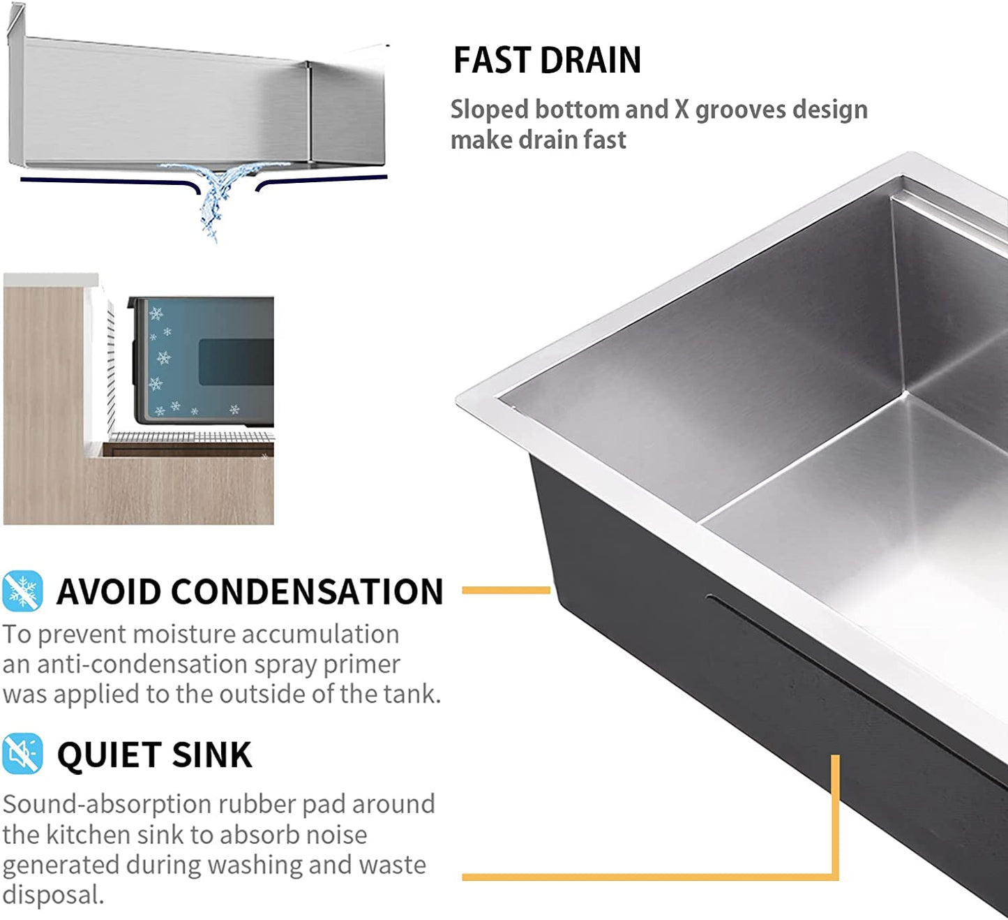 32" x 19" Undermount Kitchen Sink,Single Bowl Stainless Steel Kitchen Sink 18 Gauge,Workstation R0 Radius Handmade All in One Kitchen Sink with Ledge |ALWEN