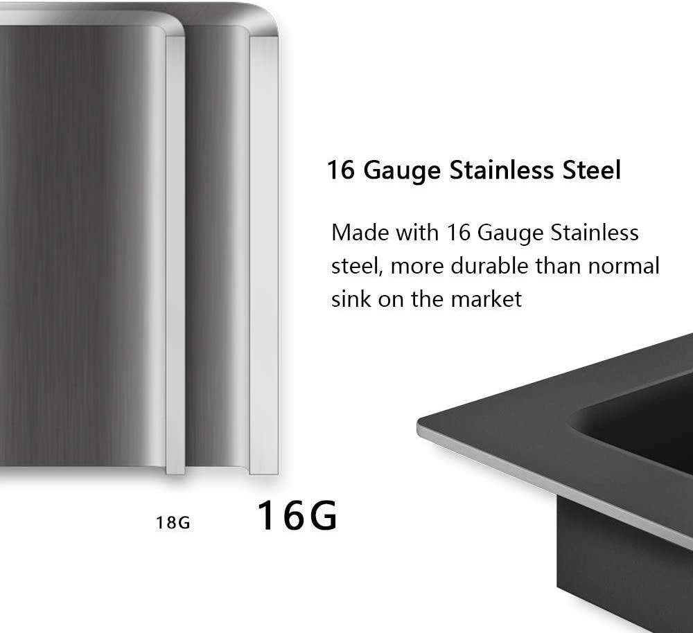 30" X 21" Gunmetal Black Single Bowl Stainless Steel Farmhouse Kitchen Sink (16 Gauge) ｜ALWEN