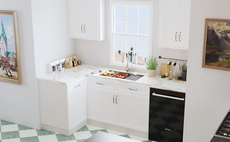 32" x 19" Undermount Kitchen Sink,Single Bowl Stainless Steel Kitchen Sink 18 Gauge,Workstation R0 Radius Handmade All in One Kitchen Sink with Ledge |ALWEN