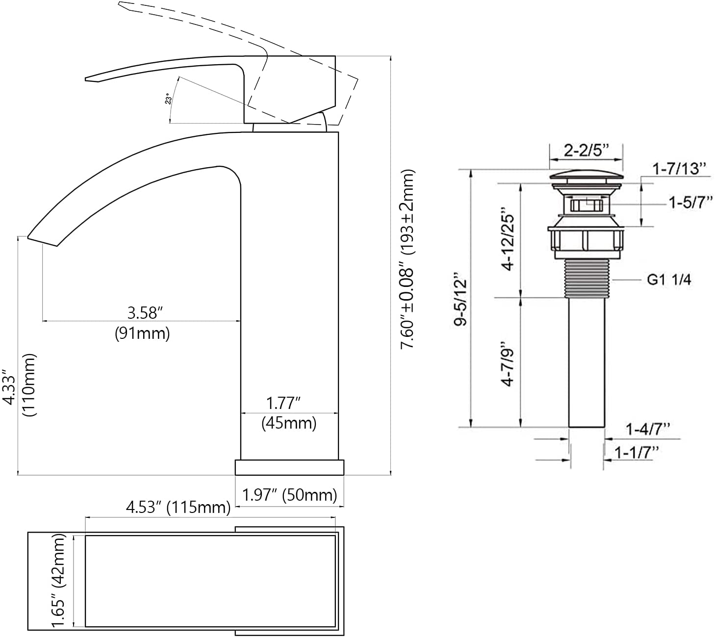 Single Hole Waterfall Bathroom Faucet - BRUSHED NICKEL