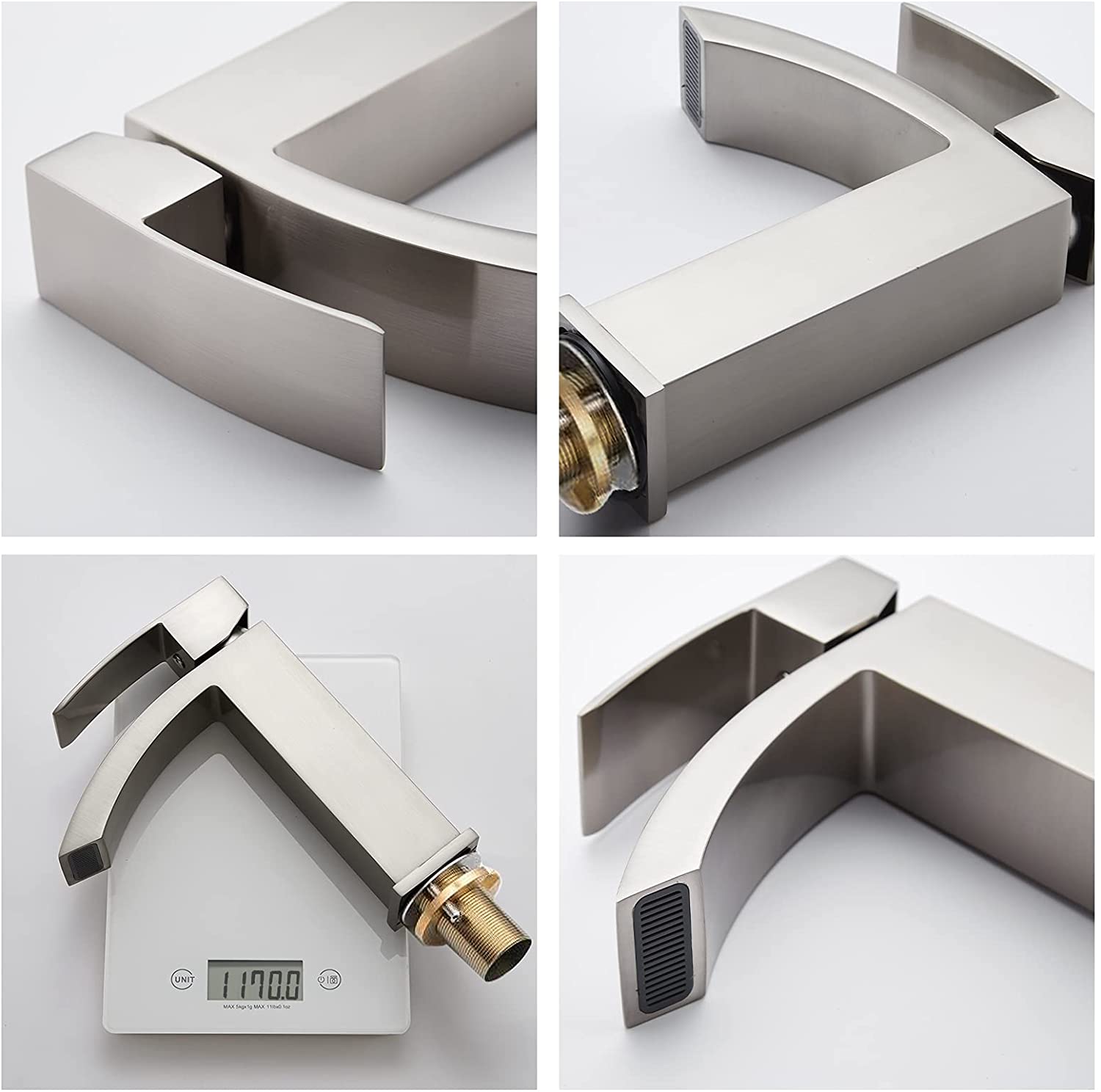 Single Hole Waterfall Bathroom Faucet - BRUSHED NICKEL