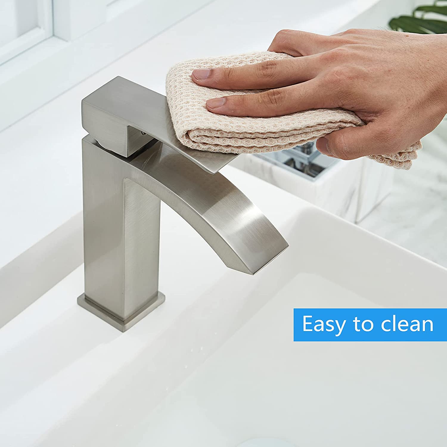 Single Hole Waterfall Bathroom Faucet - BRUSHED NICKEL