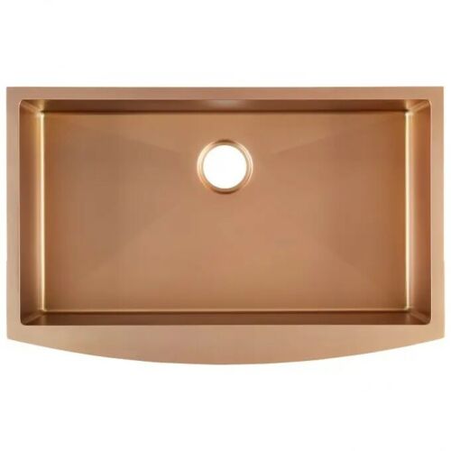 33" X 21" Rose Gold Single Bowl Stainless Steel Farmhouse Kitchen Sink (16 Gauge) |ALWEN