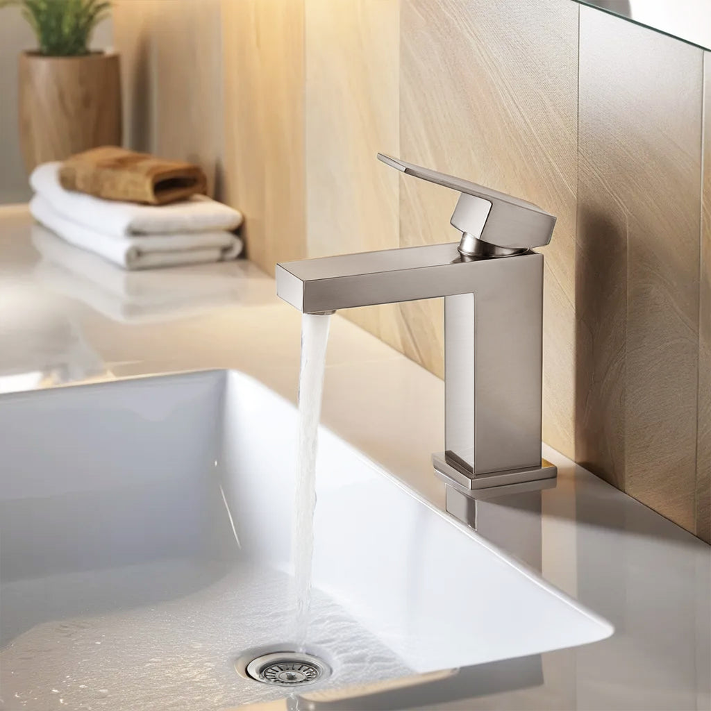 Single-Hole Bathroom Faucet - Brushed Nickel — Solid Brass Construction