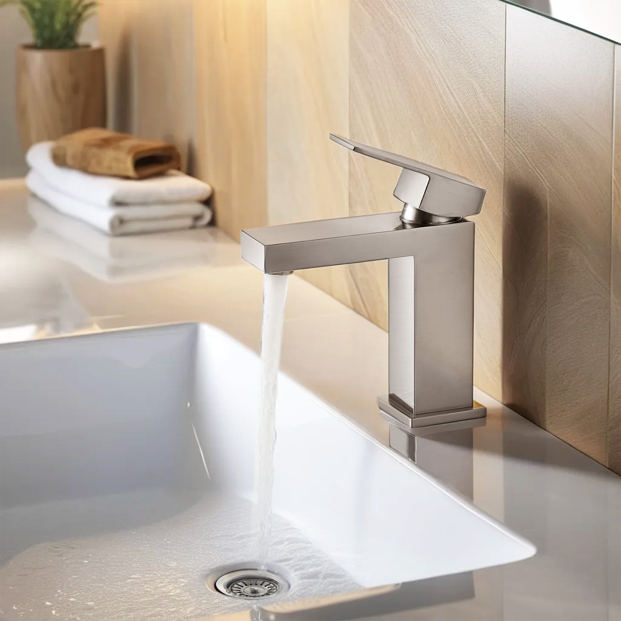 Single-Hole Bathroom Faucet - Brushed Nickel — Solid Brass Construction