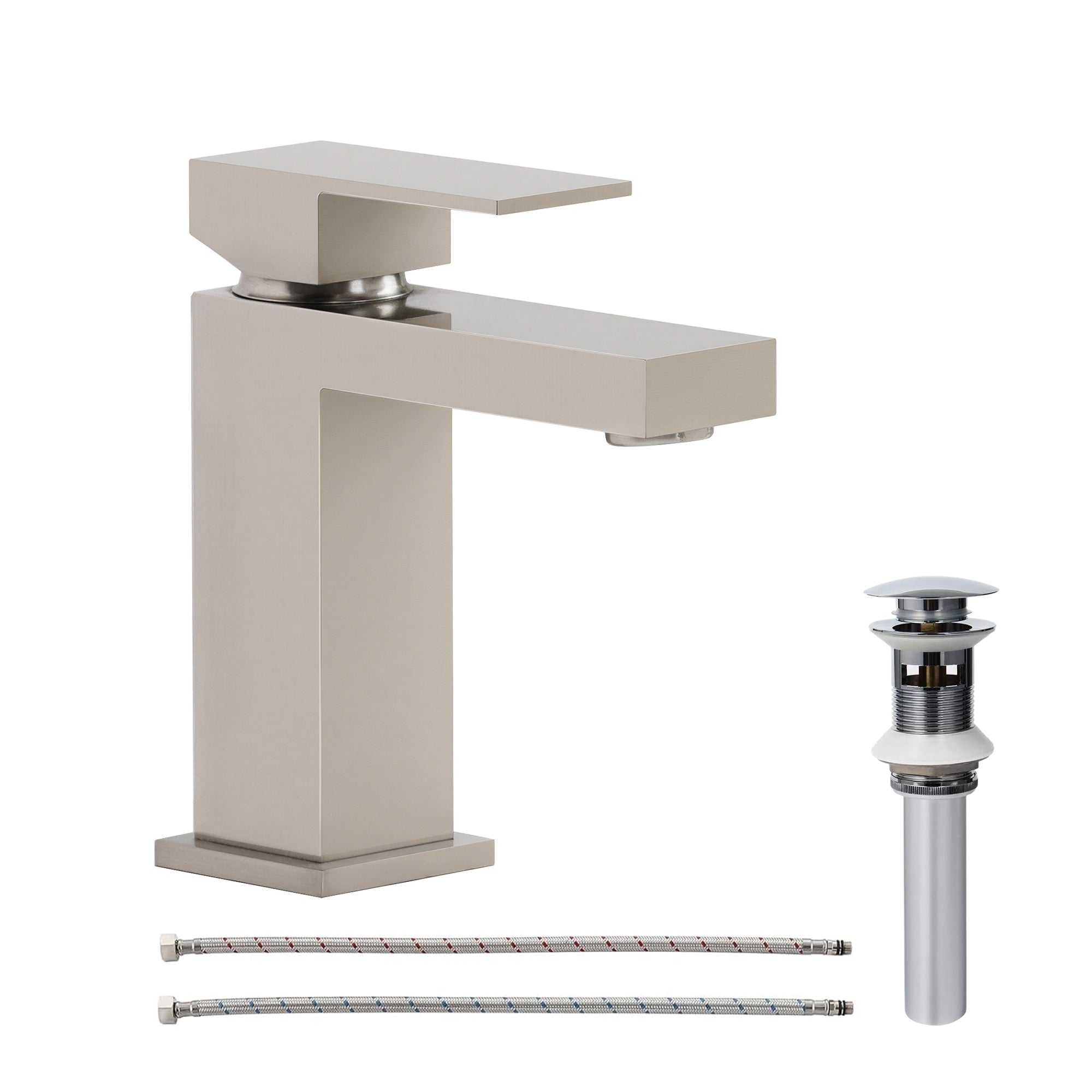 Single-Hole Bathroom Faucet - Brushed Nickel — Solid Brass Construction