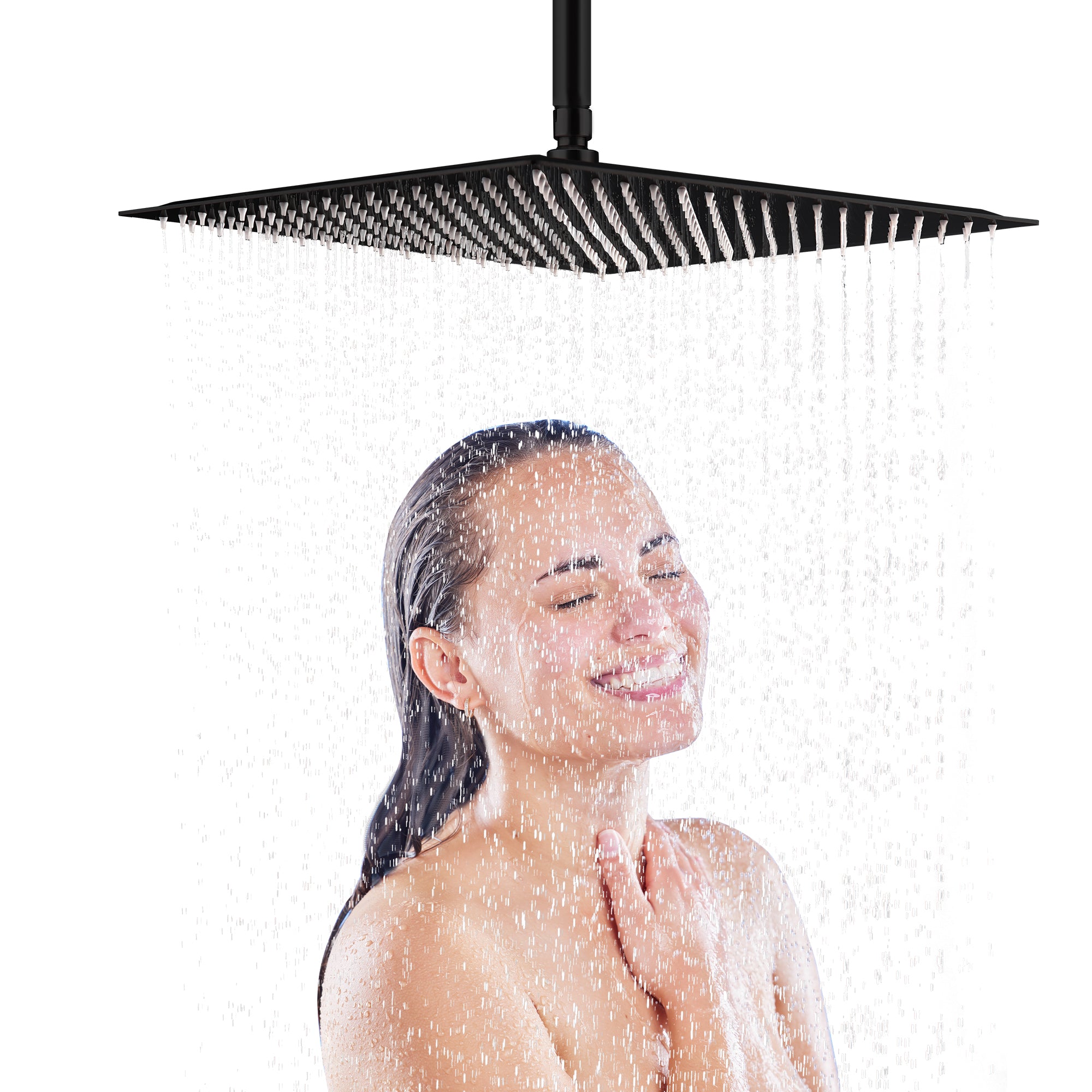 16" Matte Black Rain Shower Head — Ultra-Thin 304 Stainless Steel with 360° Adjustment
