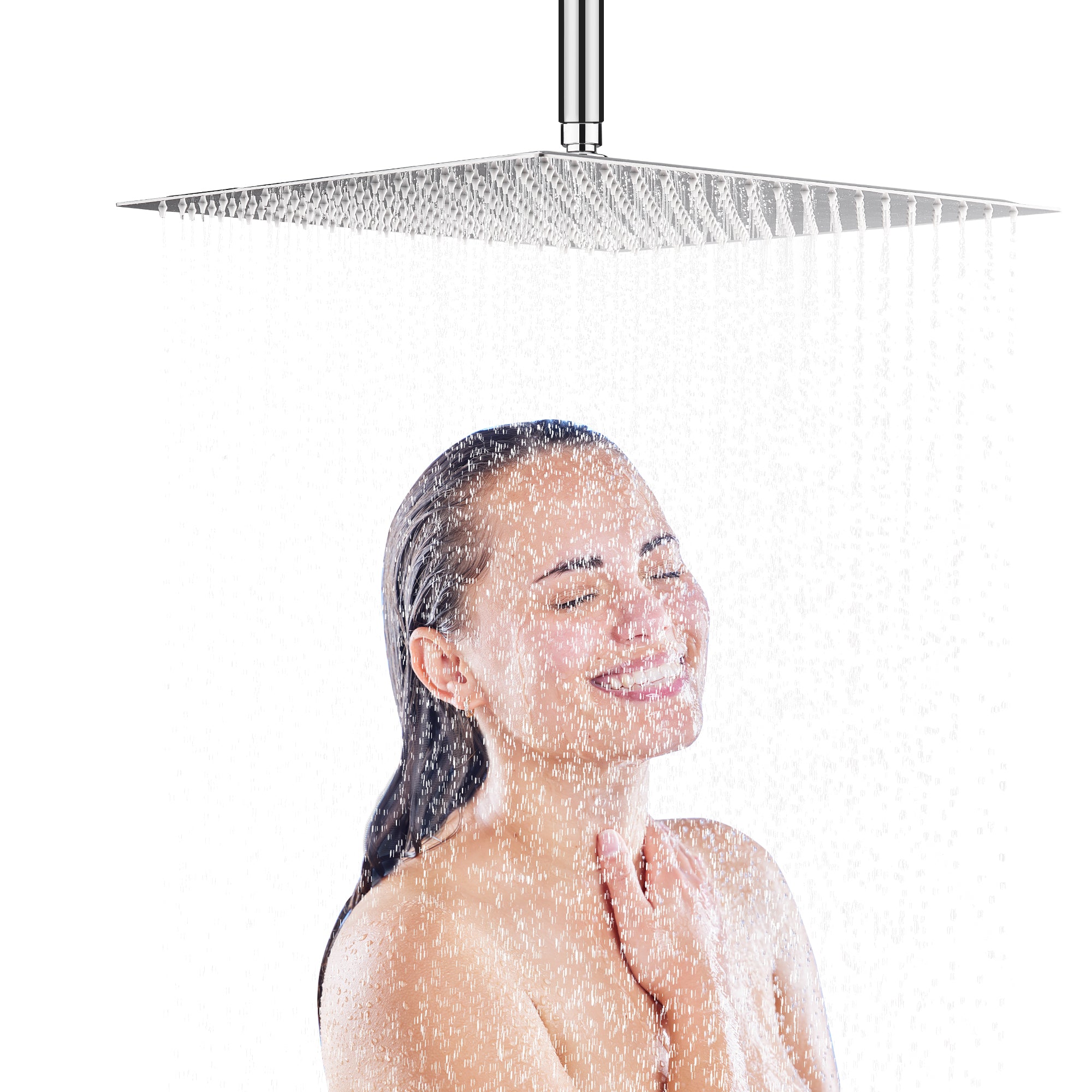 16" Chrome Rain Shower Head — Ultra-Thin 304 Stainless Steel with 360° Adjustment