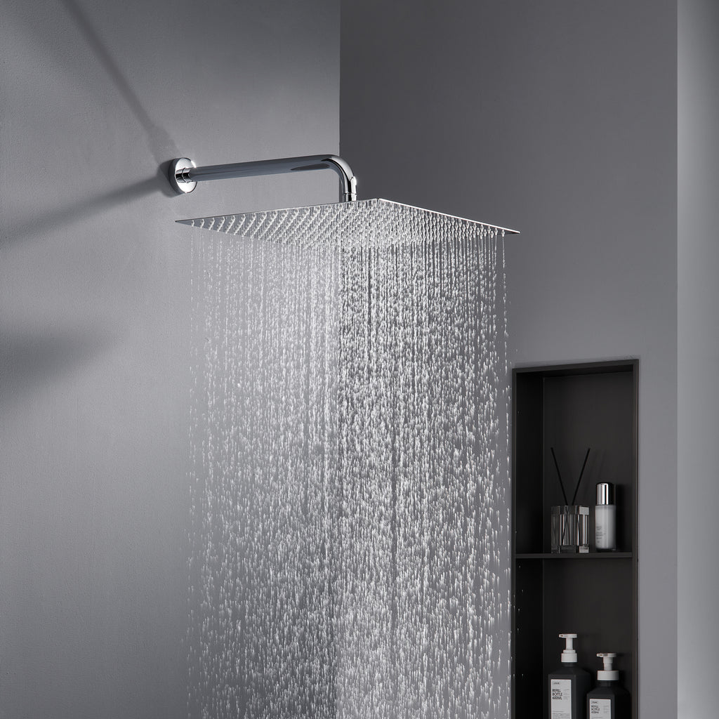 16" Chrome Rain Shower Head — Ultra-Thin 304 Stainless Steel with 360° Adjustment