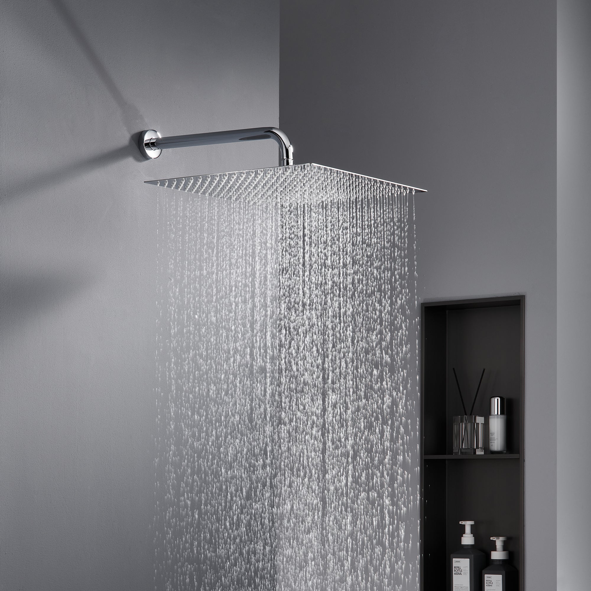 16" Chrome Rain Shower Head — Ultra-Thin 304 Stainless Steel with 360° Adjustment