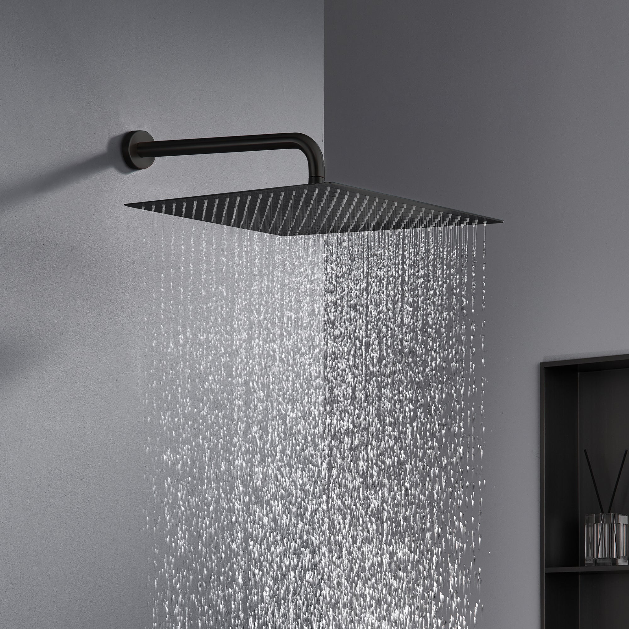 16" Matte Black Rain Shower Head — Ultra-Thin 304 Stainless Steel with 360° Adjustment