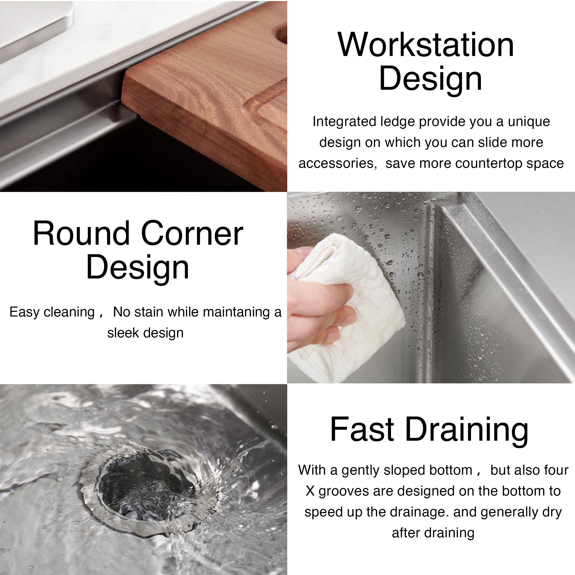 30"x18"x9" Undermount Kitchen Sink, 18 Gauge Stainless Steel Workstation Sink with R10 Radius Corner, Single Bowl with Cutting Board, Colander & Drying Rack