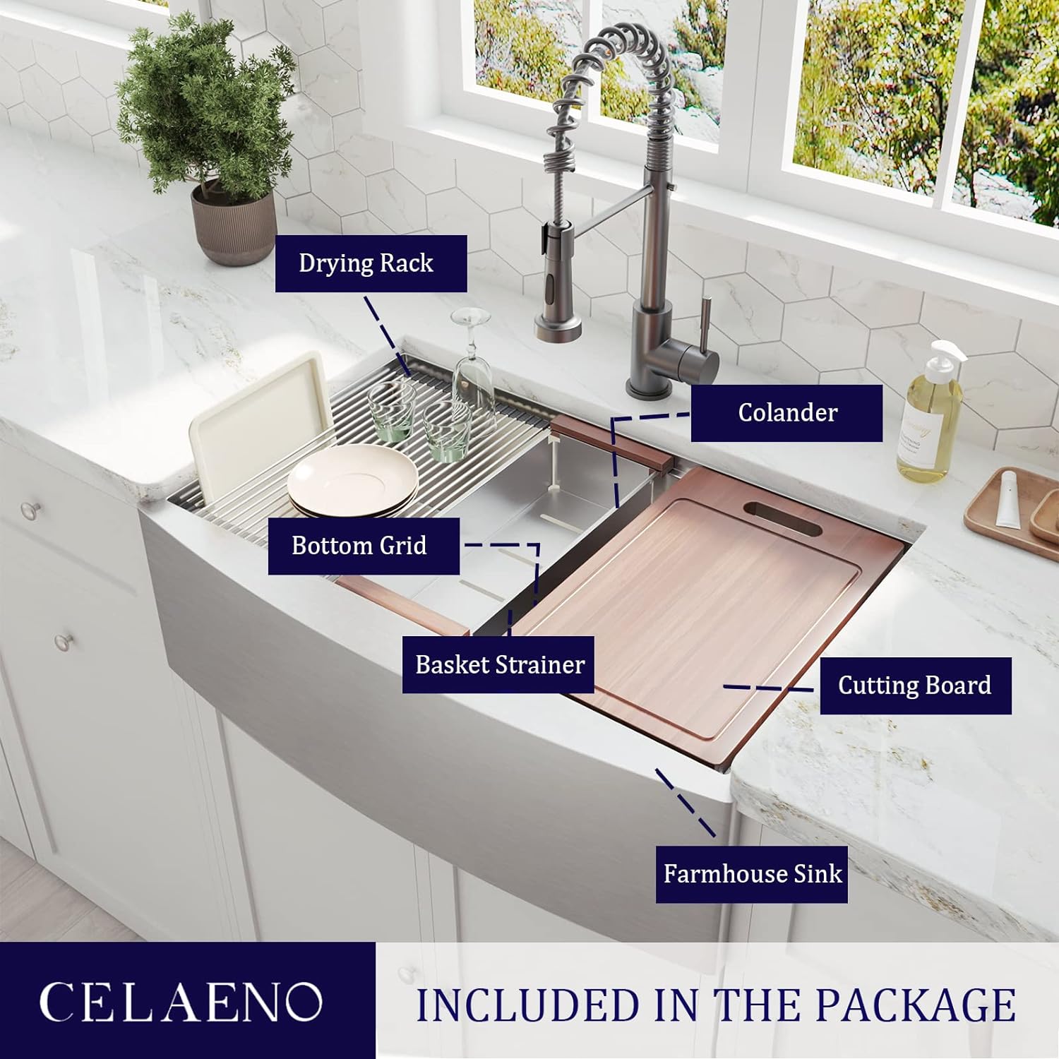 30" x 22" Inch 18 Gauge Single Bowl Stainless Steel Farmhouse Sink