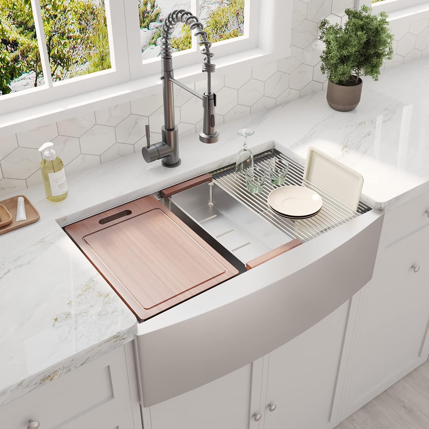 30" x 22" Inch 18 Gauge Single Bowl Stainless Steel Farmhouse Sink
