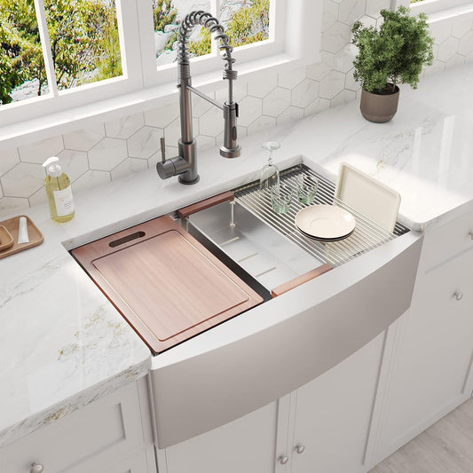 30" x 22" Inch 18 Gauge Single Bowl Stainless Steel Farmhouse Sink