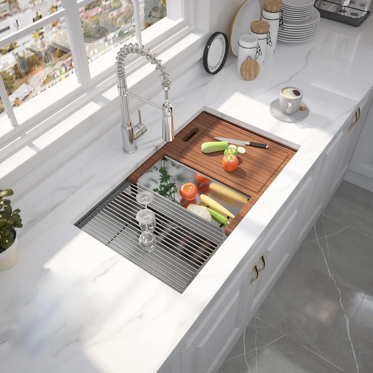 32" x 18" Undermount Kitchen Sink, R10 Tight Radius 18 Gauge Workstation Undermount Stainless Steel Single Bowl Kitchen Sinks And Accessories