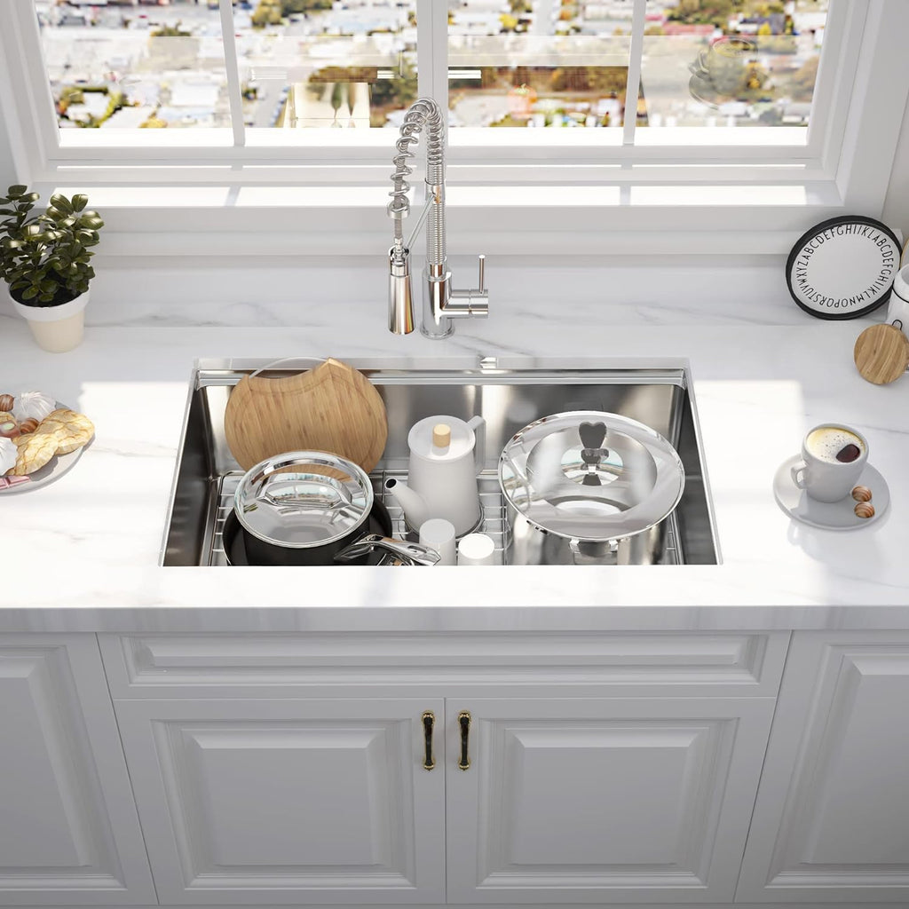 32" x 18" Undermount Kitchen Sink, R10 Tight Radius 18 Gauge Workstation Undermount Stainless Steel Single Bowl Kitchen Sinks And Accessories