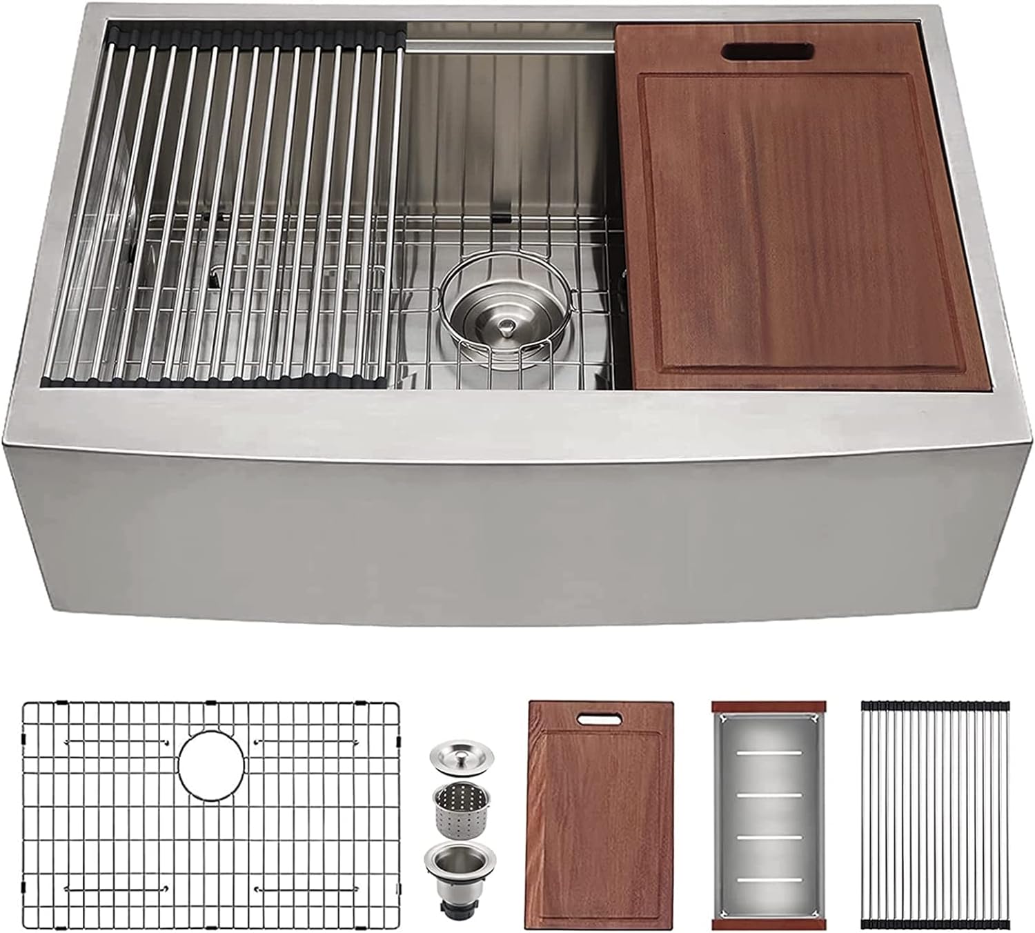 30" x 22" Inch 18 Gauge Single Bowl Stainless Steel Farmhouse Sink