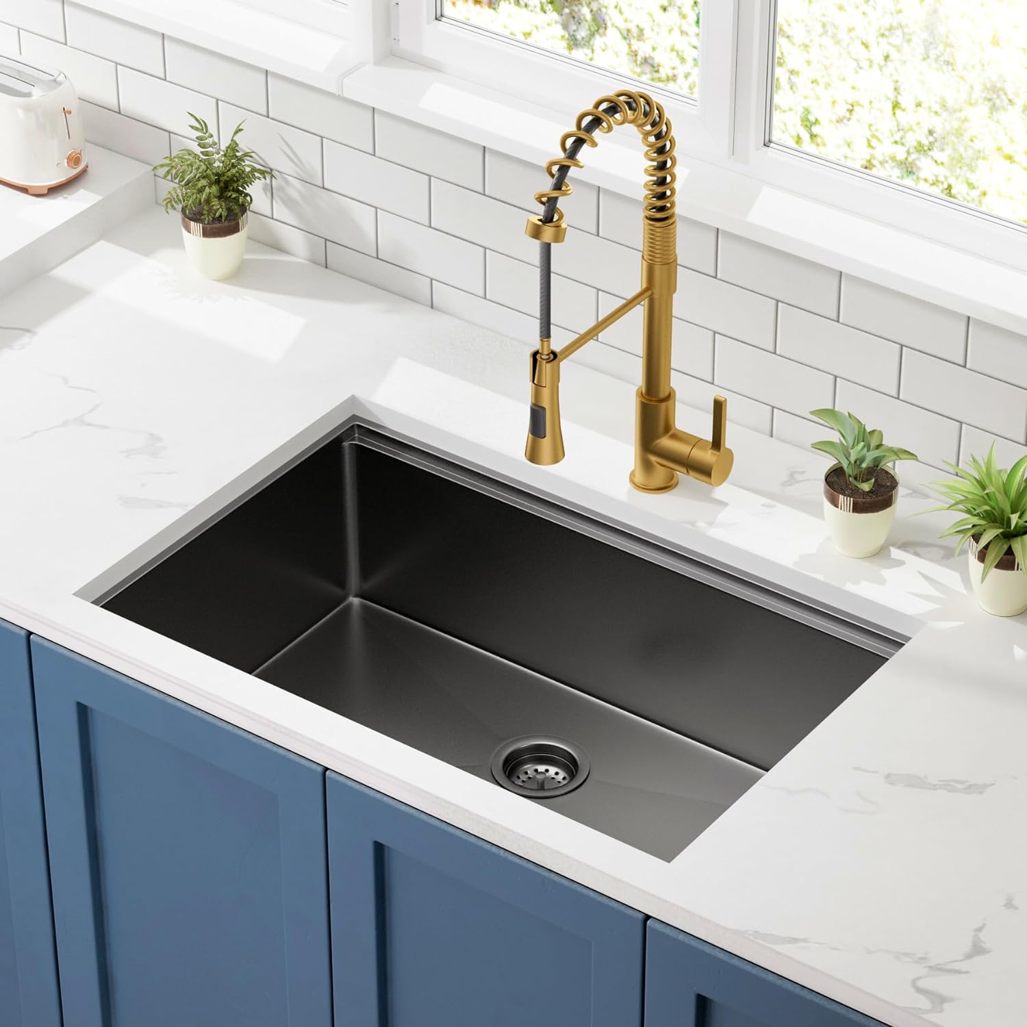 30x19 Inch Gunmetal Black Stainless Steel Undermount Kitchen Sink