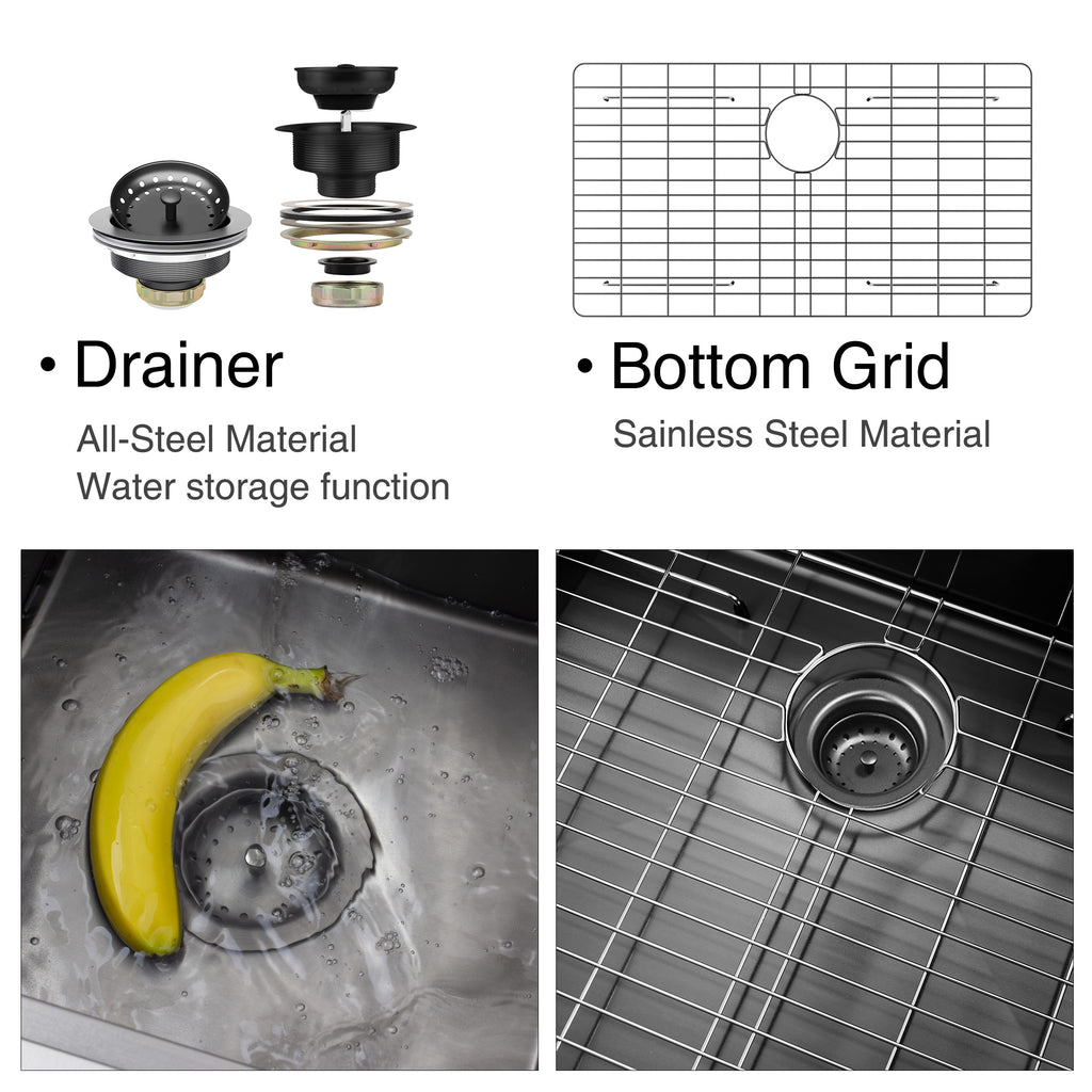 Gunmetal Black Stainless Steel 30 in. 18-Gauge Single Bowl Undermount Workstation Kitchen Sink