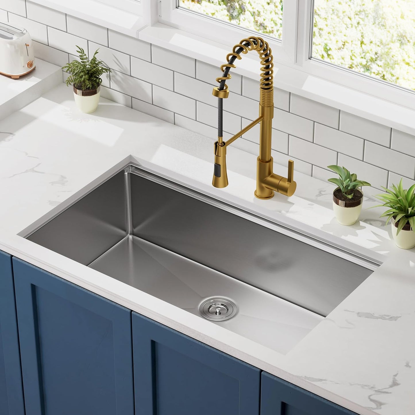 33"x19" Inch Undermount Kitchen Sink, 18 Gauge Single Bowl Stainless Steel Kitchen Sink