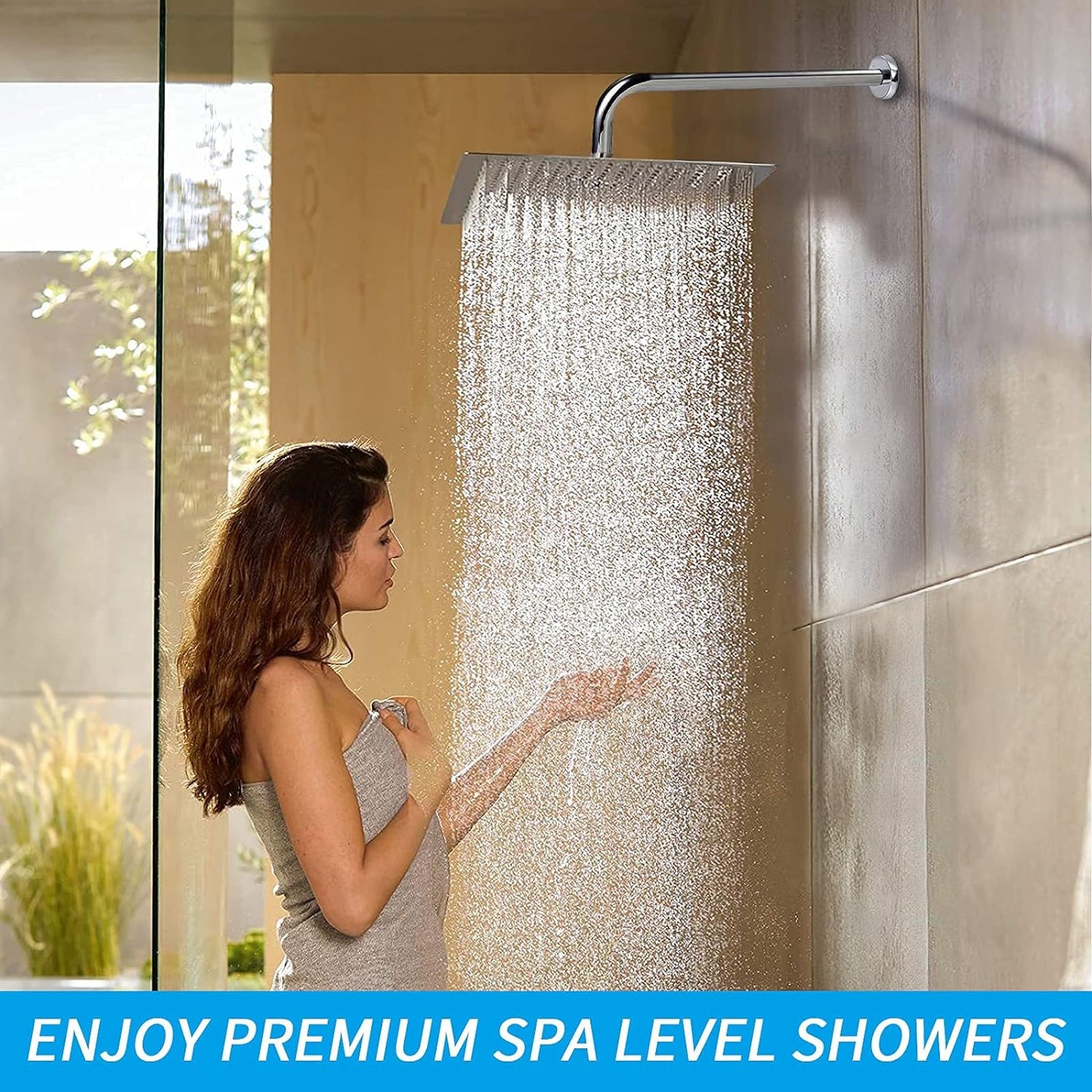 12 Inch Rain Shower Head with 16 Inch Extension Shower Arm