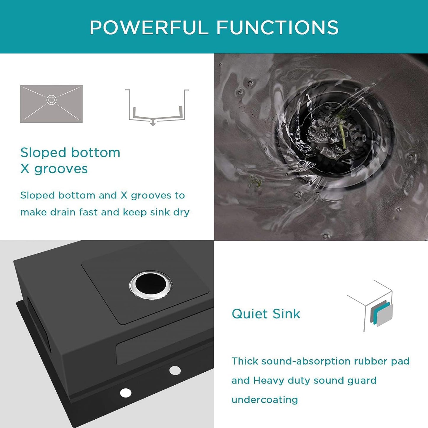 28 x 22 inch Drop In Kitchen Sink, Gunmetal Black Drop In Workstation Sink 16 Gauge Topmount Stainless Steel Single Bowl Kitchen Sink with Ledge and Accessories