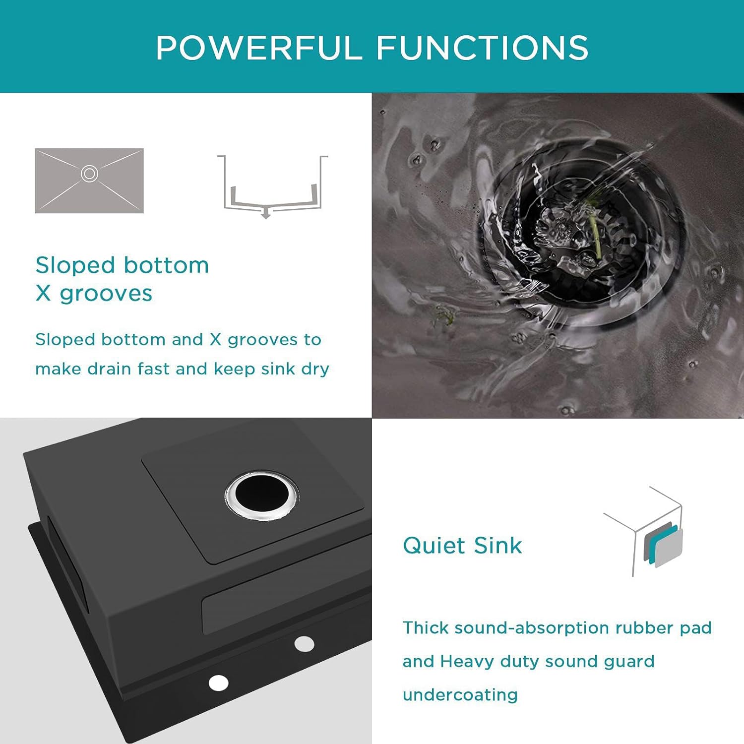 28 x 22 inch Drop In Kitchen Sink, Gunmetal Black Drop In Workstation Sink 16 Gauge Topmount Stainless Steel Single Bowl Kitchen Sink with Ledge and Accessories