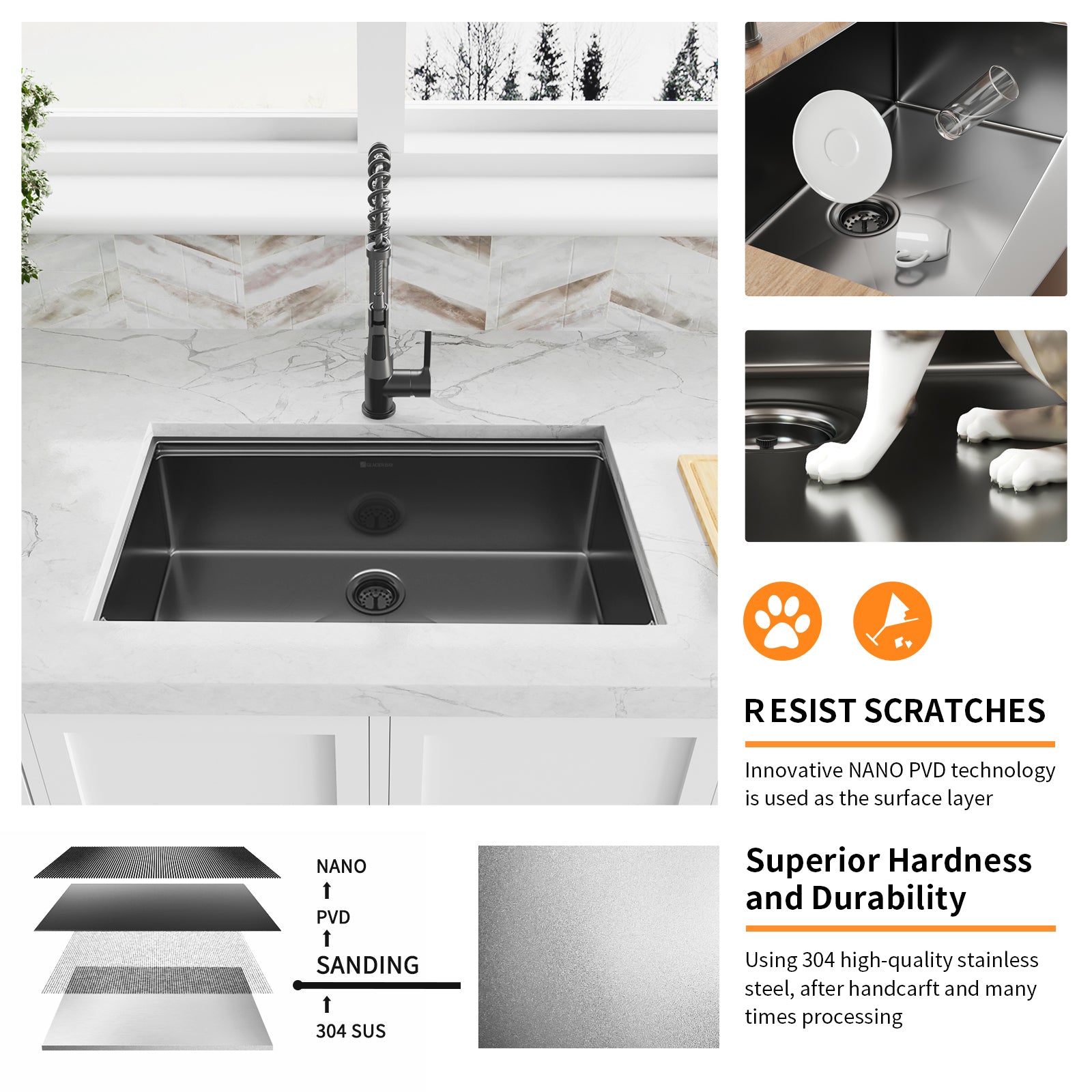 Gunmetal Black Stainless Steel 30 in. 18-Gauge Single Bowl Undermount Workstation Kitchen Sink