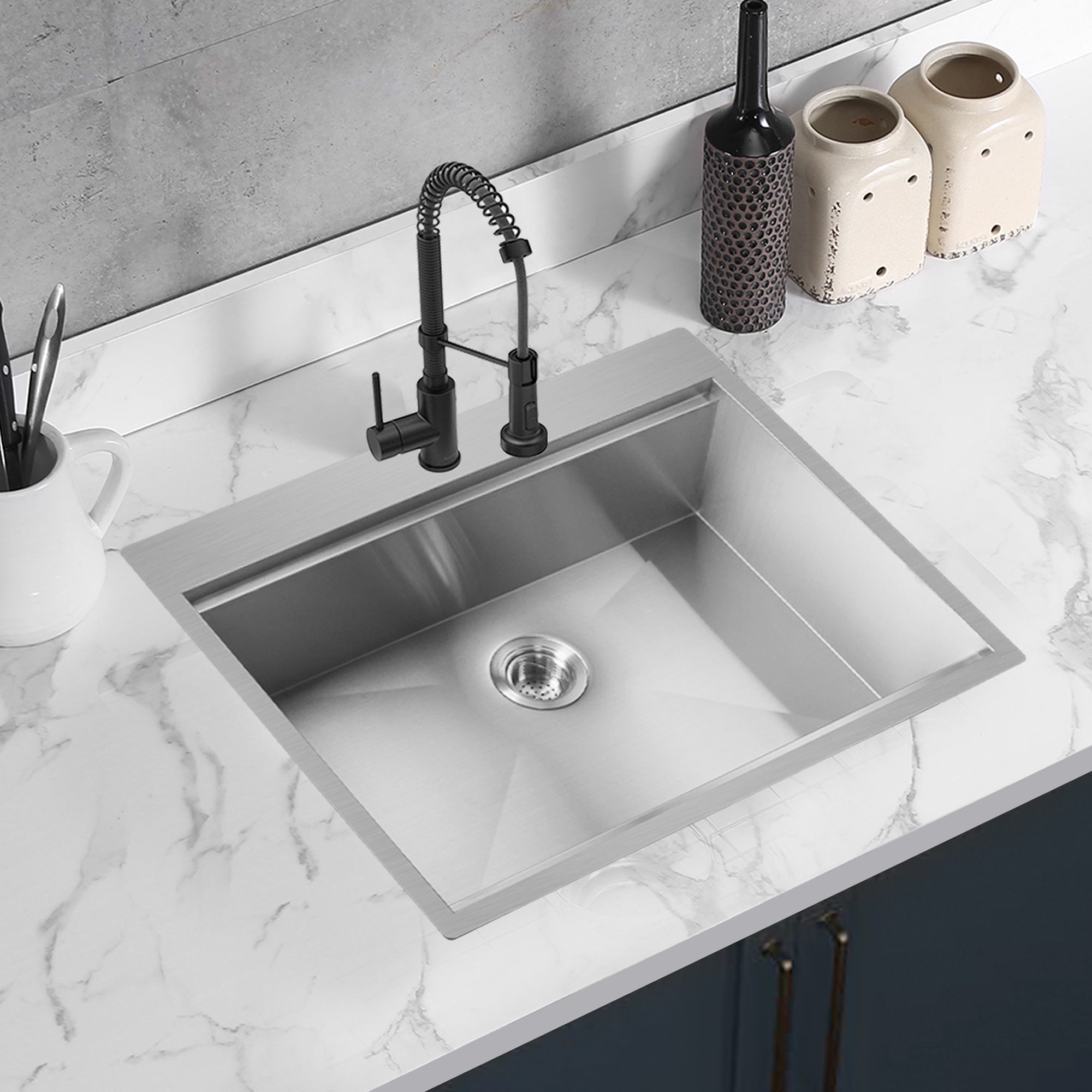 28" x 22" Single Bowl Stainless Steel Drop In Kitchen Sink (18 Gauge) ｜ALWEN