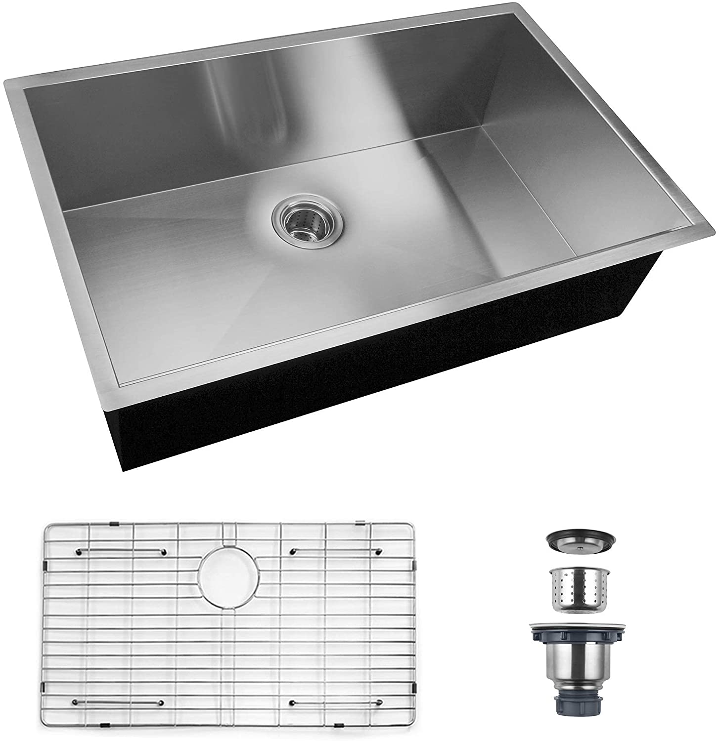 32" x 18" Single Bowl Stainless Steel Undermount Kitchen Sink (18 Gauge) ｜ALWEN