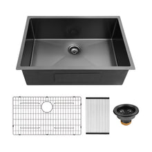 Load image into Gallery viewer, 28&quot; x 19&quot; Gunmetal Black Single Bowl Stainless Steel Undermount Kitchen Sink (16 Gauge) ｜ALWEN
