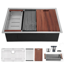 Load image into Gallery viewer, 30&quot; x 19&quot; Single Bowl Stainless Steel Undermount Workstation Kitchen Sink (18 Gauge) ｜ALWEN
