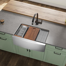 Load image into Gallery viewer, 33&quot; X 22&quot; Single Bowl Stainless Steel Farmhouse Workstation Kitchen Sink (18 Gauge) ｜ALWEN

