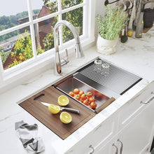 Load image into Gallery viewer, 32-inch Undermount Kitchen Sink,Single Bowl Stainless Steel Kitchen Sink 18 Gauge,Workstation R0 Radius Handmade All in One Kitchen Sink with Ledge ｜ALWEN
