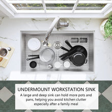 Load image into Gallery viewer, 32-inch Undermount Kitchen Sink,Single Bowl Stainless Steel Kitchen Sink 18 Gauge,Workstation R0 Radius Handmade All in One Kitchen Sink with Ledge ｜ALWEN
