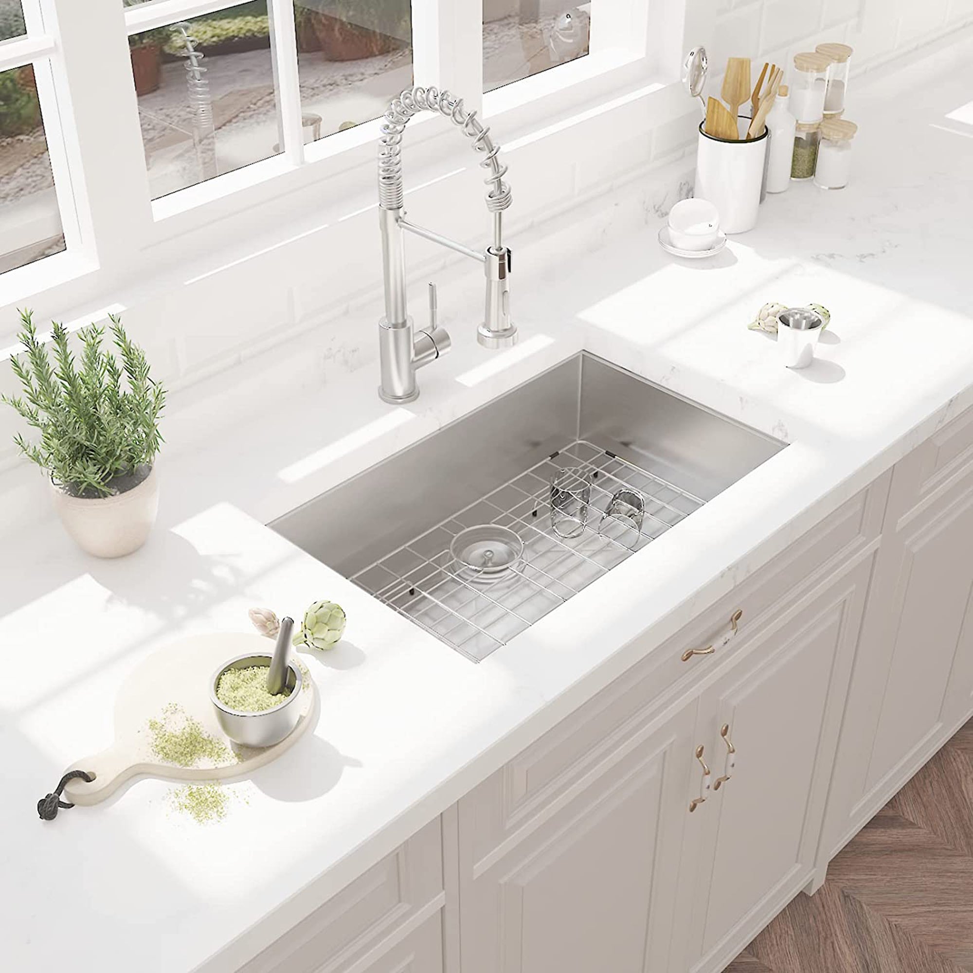 30" x 19" Single Bowl Stainless Steel Undermount Kitchen Sink (18 Gauge) ｜ALWEN