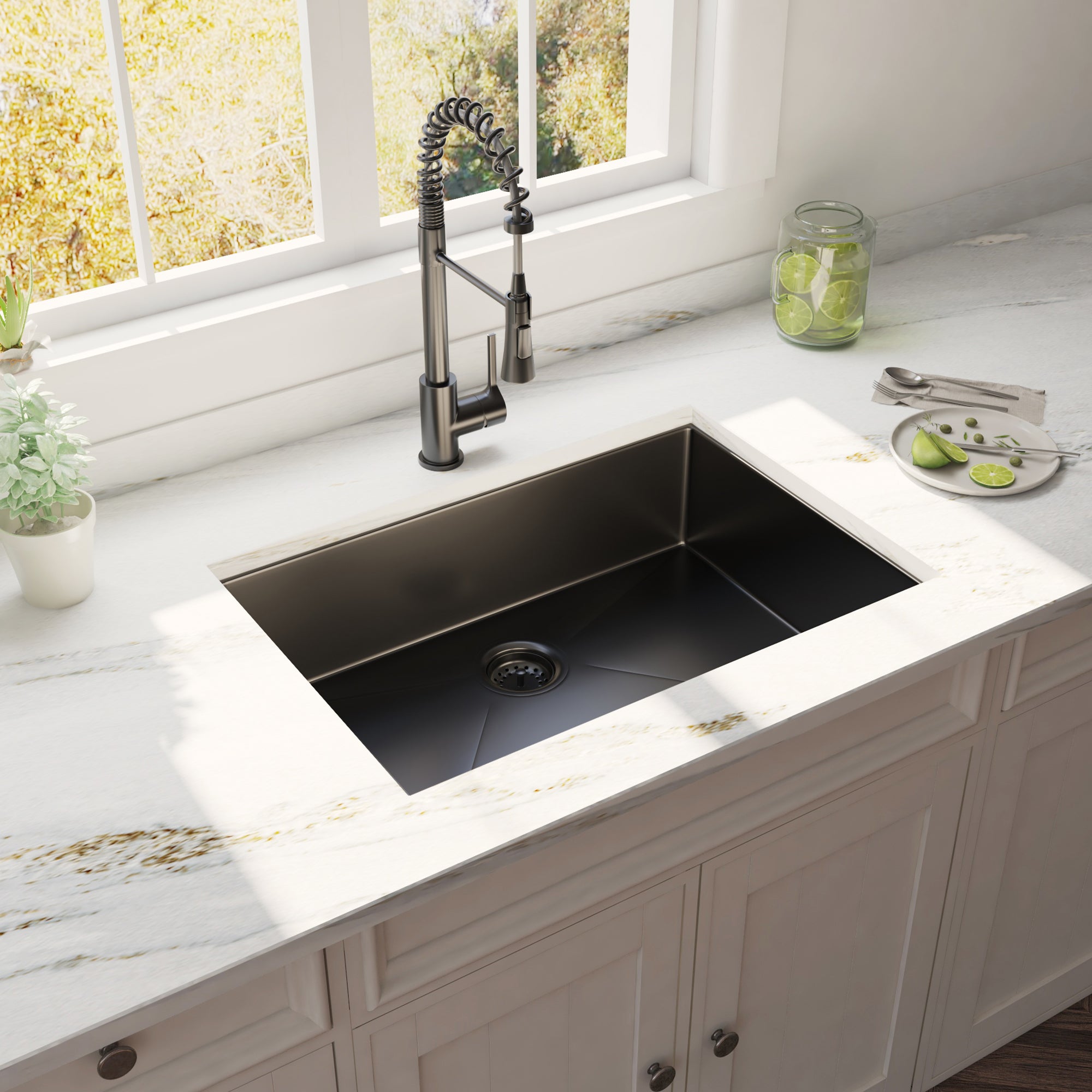 30" x 21" Gunmetal Black Single Bowl Stainless Steel Undermount Kitchen Sink (16 Gauge) ｜ALWEN