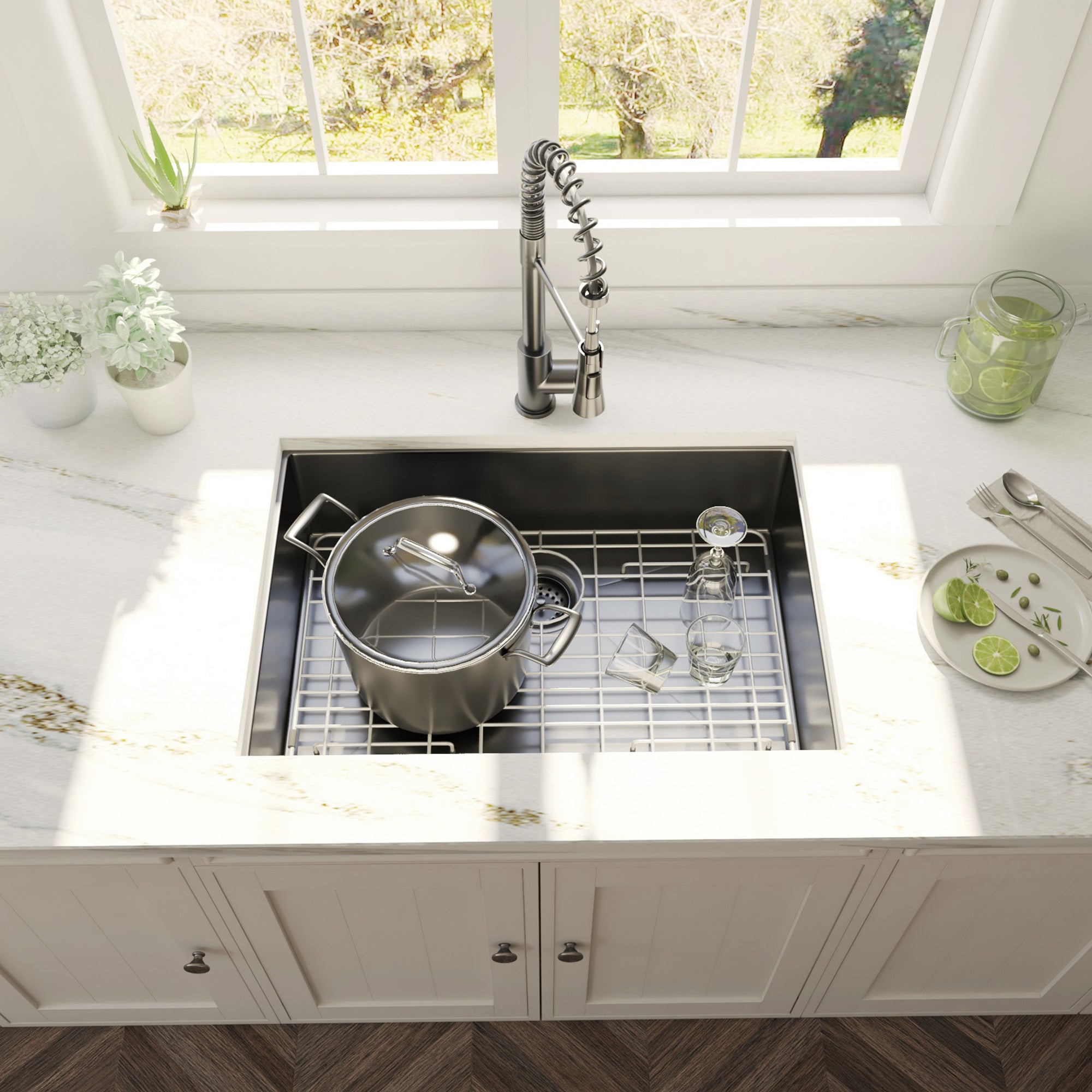 30" x 21" Gunmetal Black Single Bowl Stainless Steel Undermount Kitchen Sink (16 Gauge) ｜ALWEN