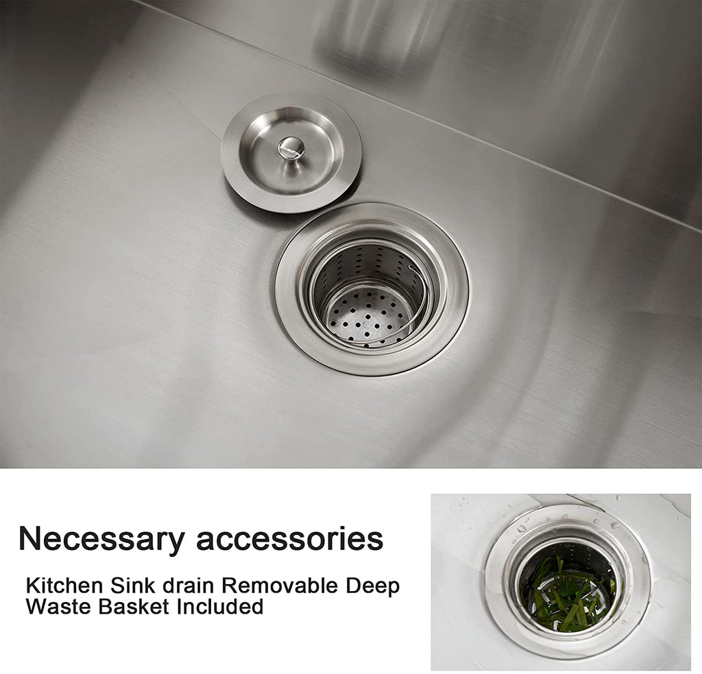 30" x 18" Single Bowl Stainless Steel Undermount Kitchen Sink (18 Gauge) ｜ALWEN